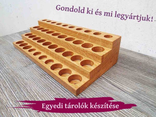 Egyedi kialakítású illóolaj tároló tölgyfából